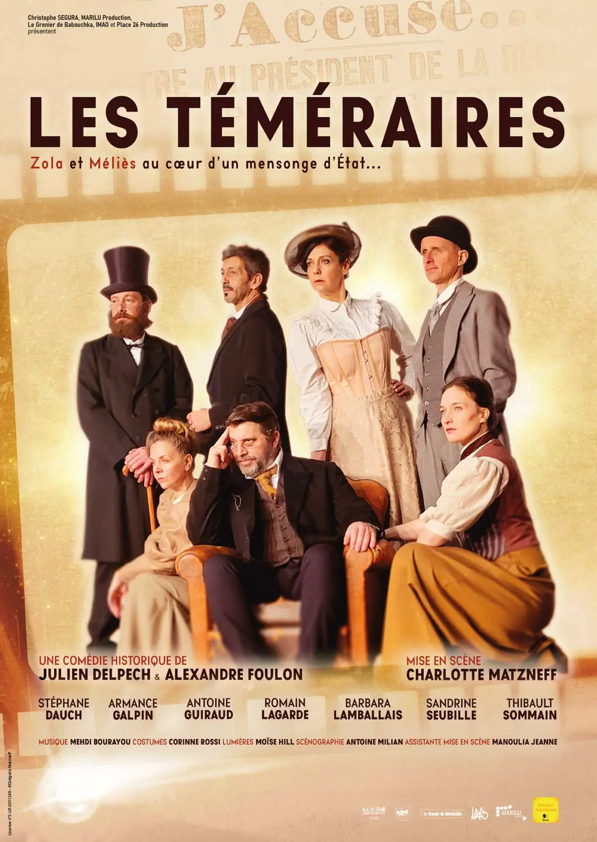 Affiche de la pièce de théâtre Les Téméraires, de Julien Delpech & Alexandre Foulon
